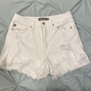 White, destroyed Jean shorts. Barely been worn!